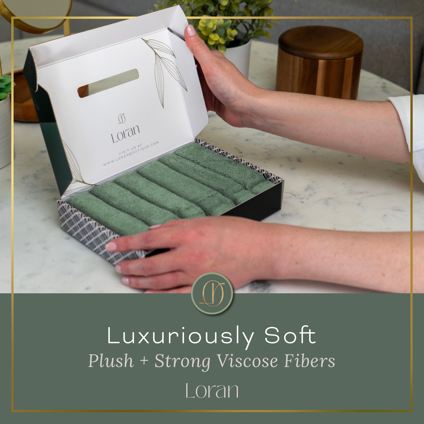 Luxury Bamboo Facial Washcloths, Set of 6, Sage