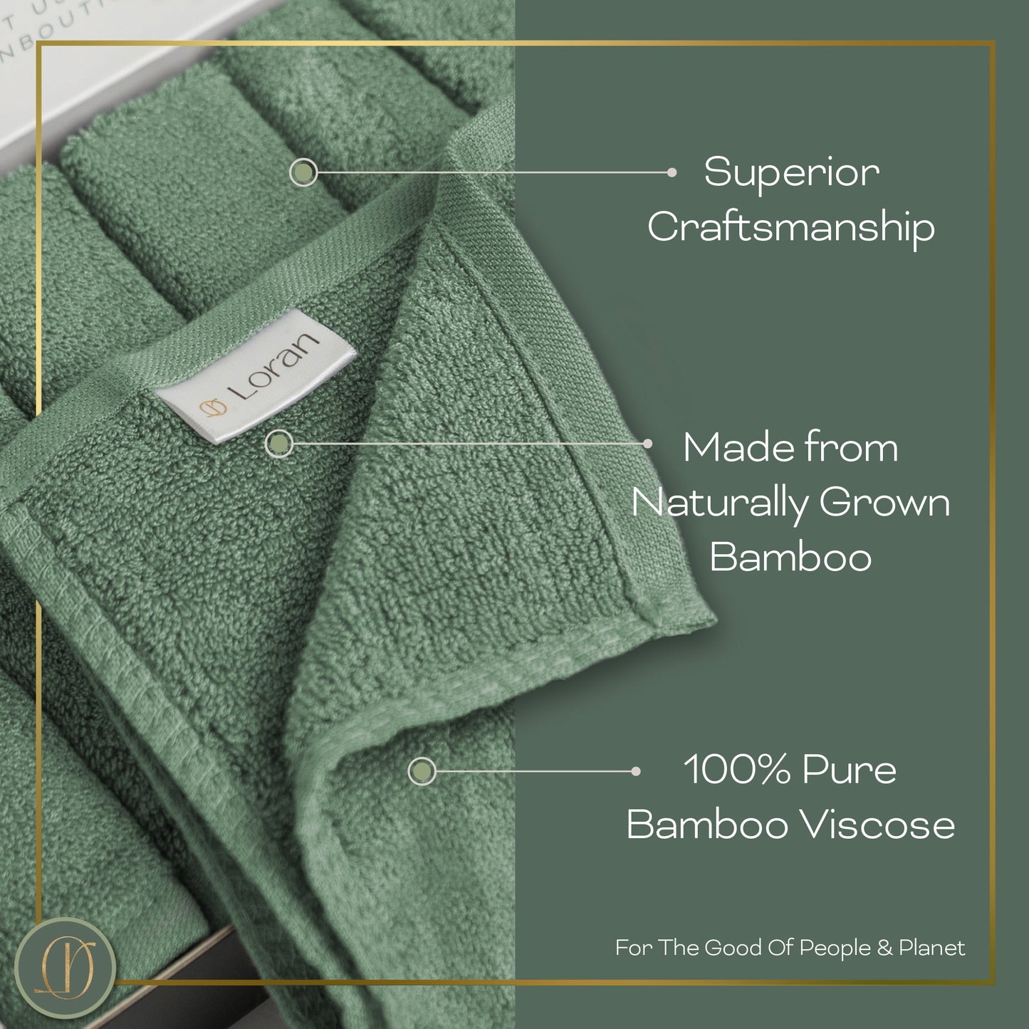 Luxury Bamboo Facial Washcloths, Set of 6, Sage