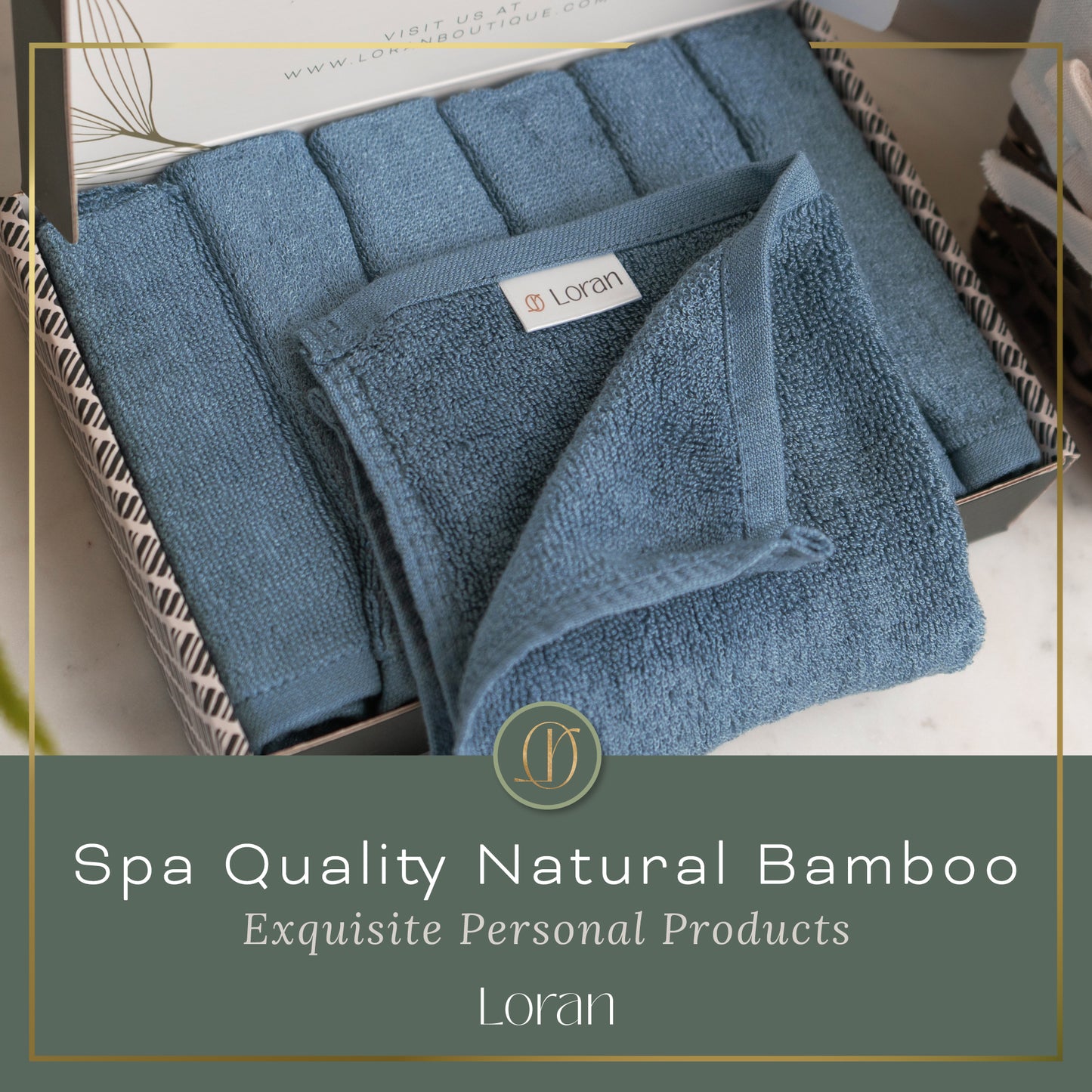 Luxury Bamboo Facial Washcloths, Set of 6, Tidal