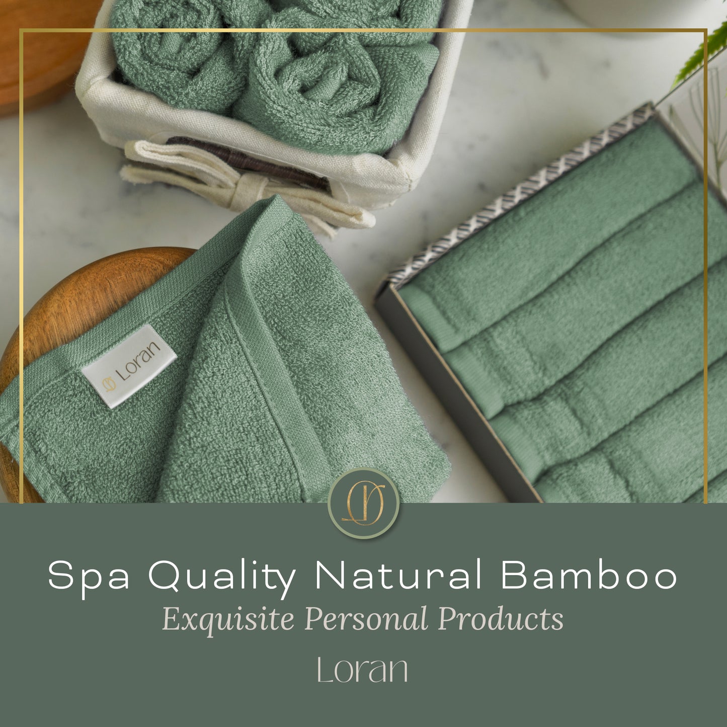Luxury Bamboo Facial Washcloths, Set of 6, Sage