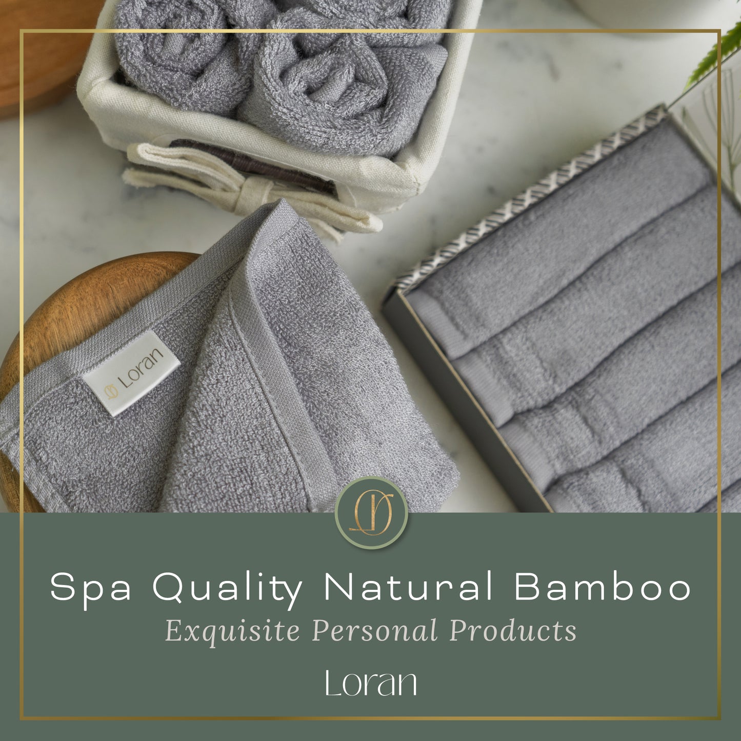 Luxury Bamboo Facial Washcloths, Set of 6, Silver