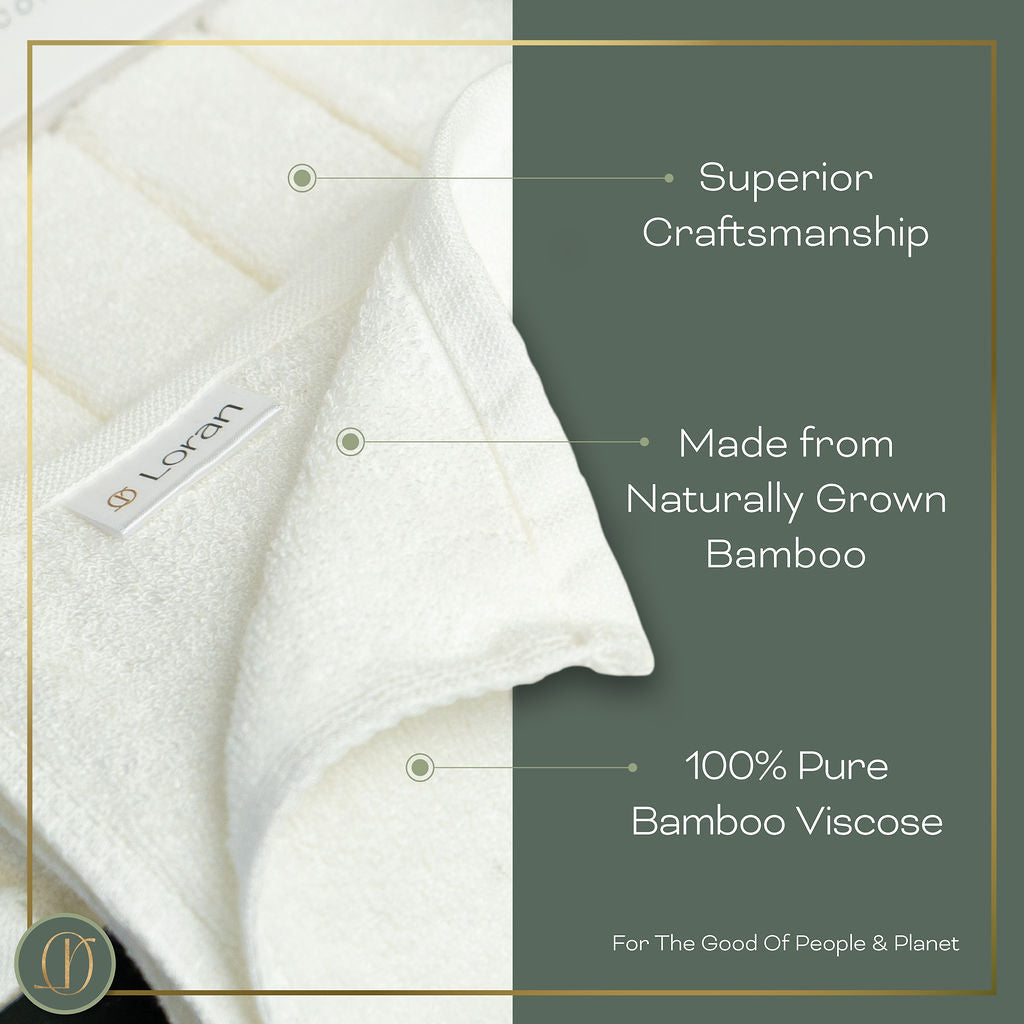 Luxury Bamboo Facial Washcloths, Set of 6, White